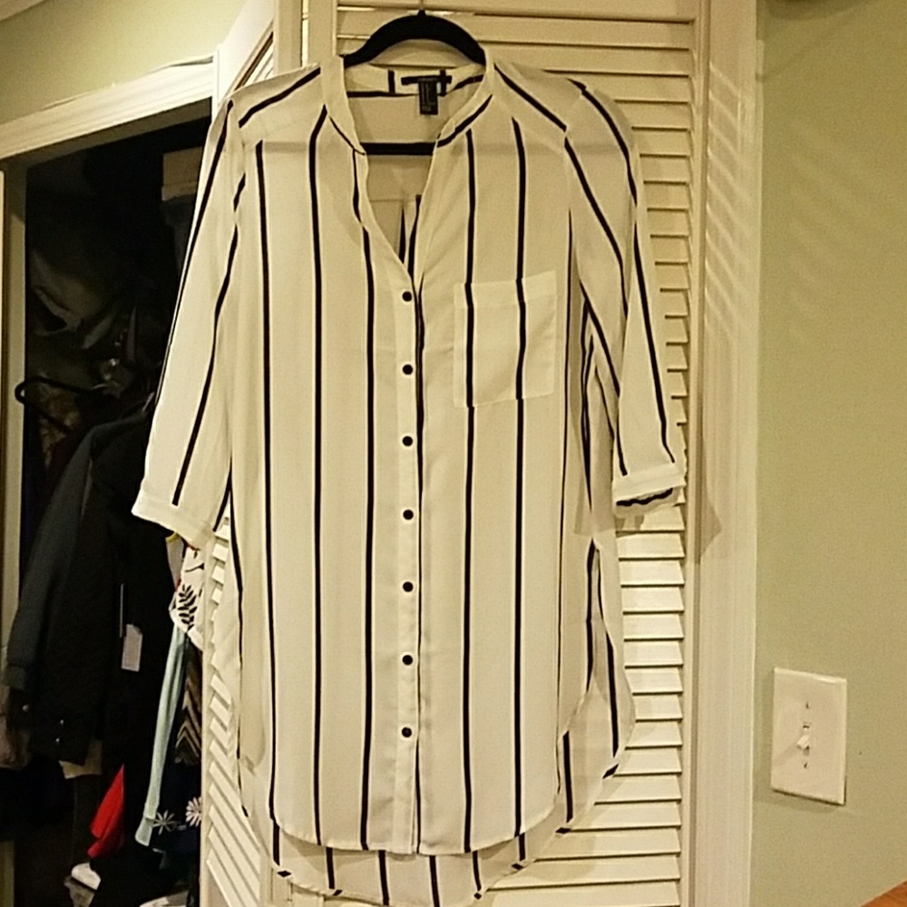 Black and white striped blouse